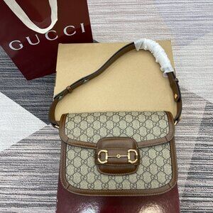 Gucci Horsebit 1955 GG Shoulder Bag Small Beige/Brown